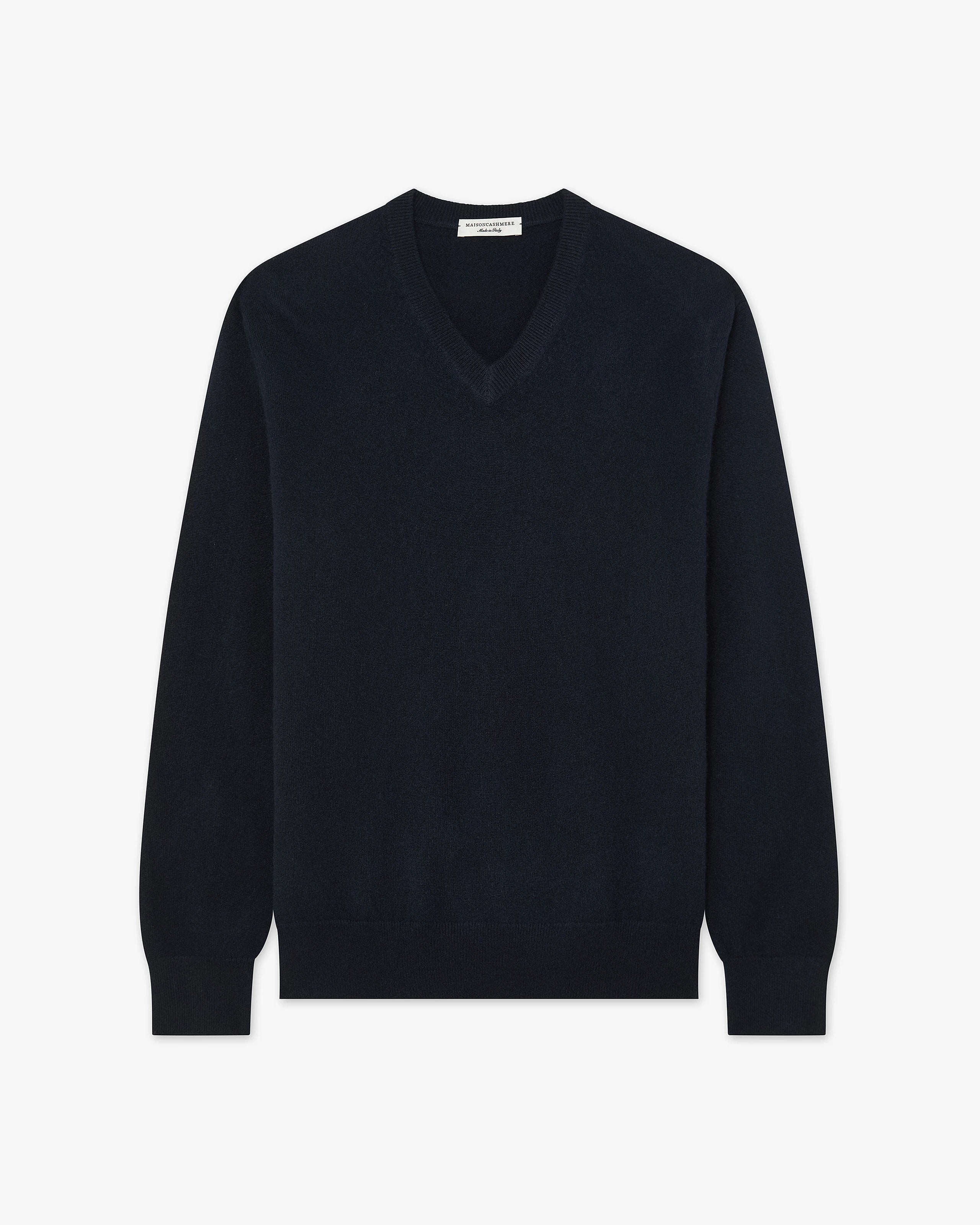 Men's Classic V-Neck Sweater - Night Blue Cashmere