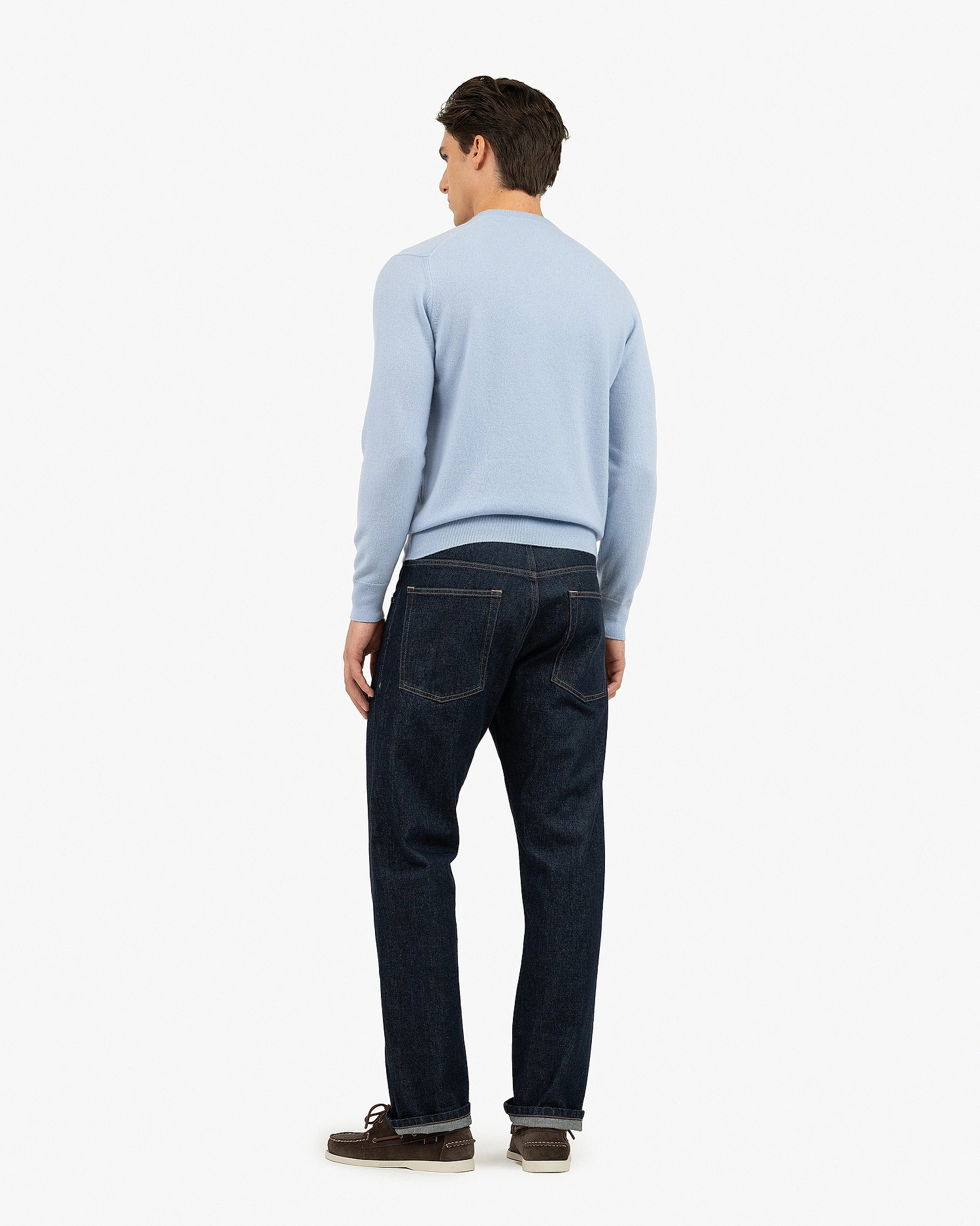 Men's Classic V-Neck Sweater - Light Blue Cashmere