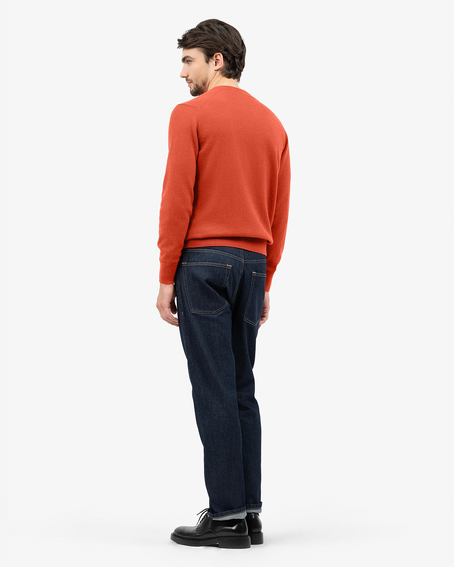 Men's Classic V-Neck Sweater - Brick Red Cashmere