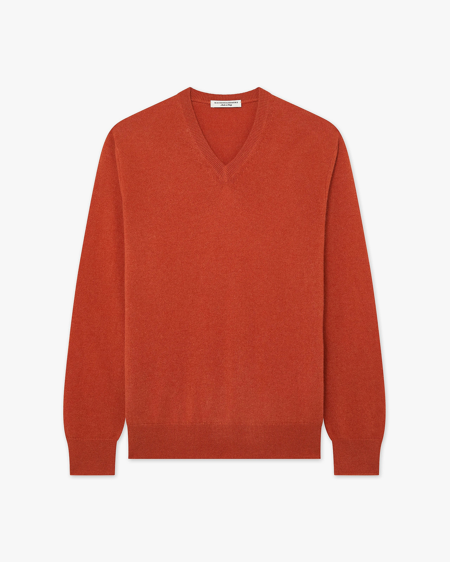 Men's Classic V-Neck Sweater - Brick Red Cashmere