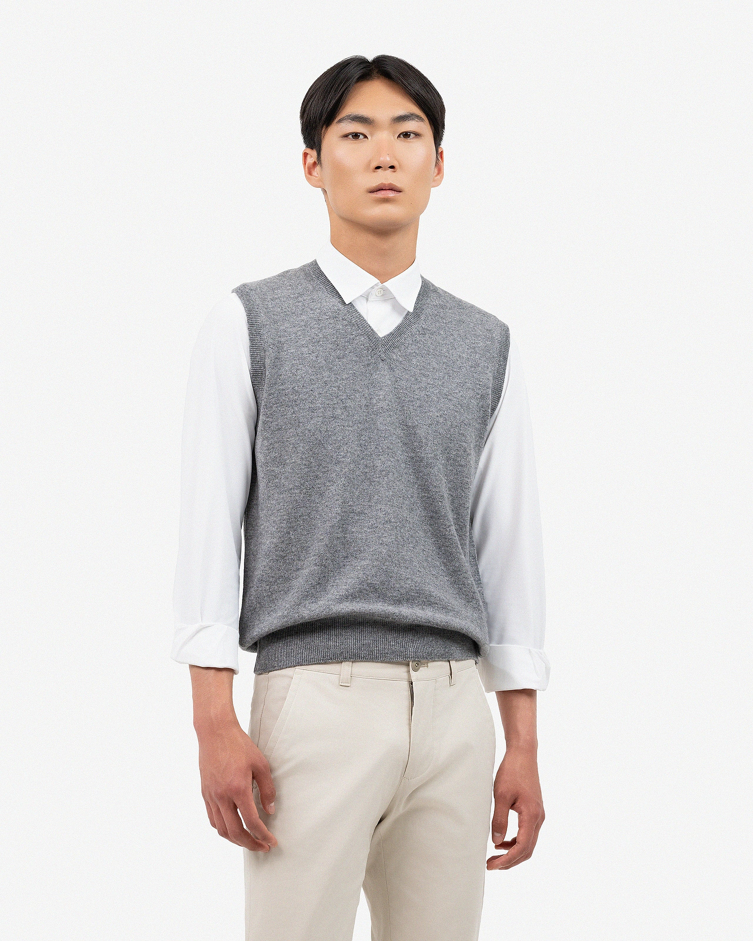 Men's Classic V-Neck Vest - Medium Grey Cashmere