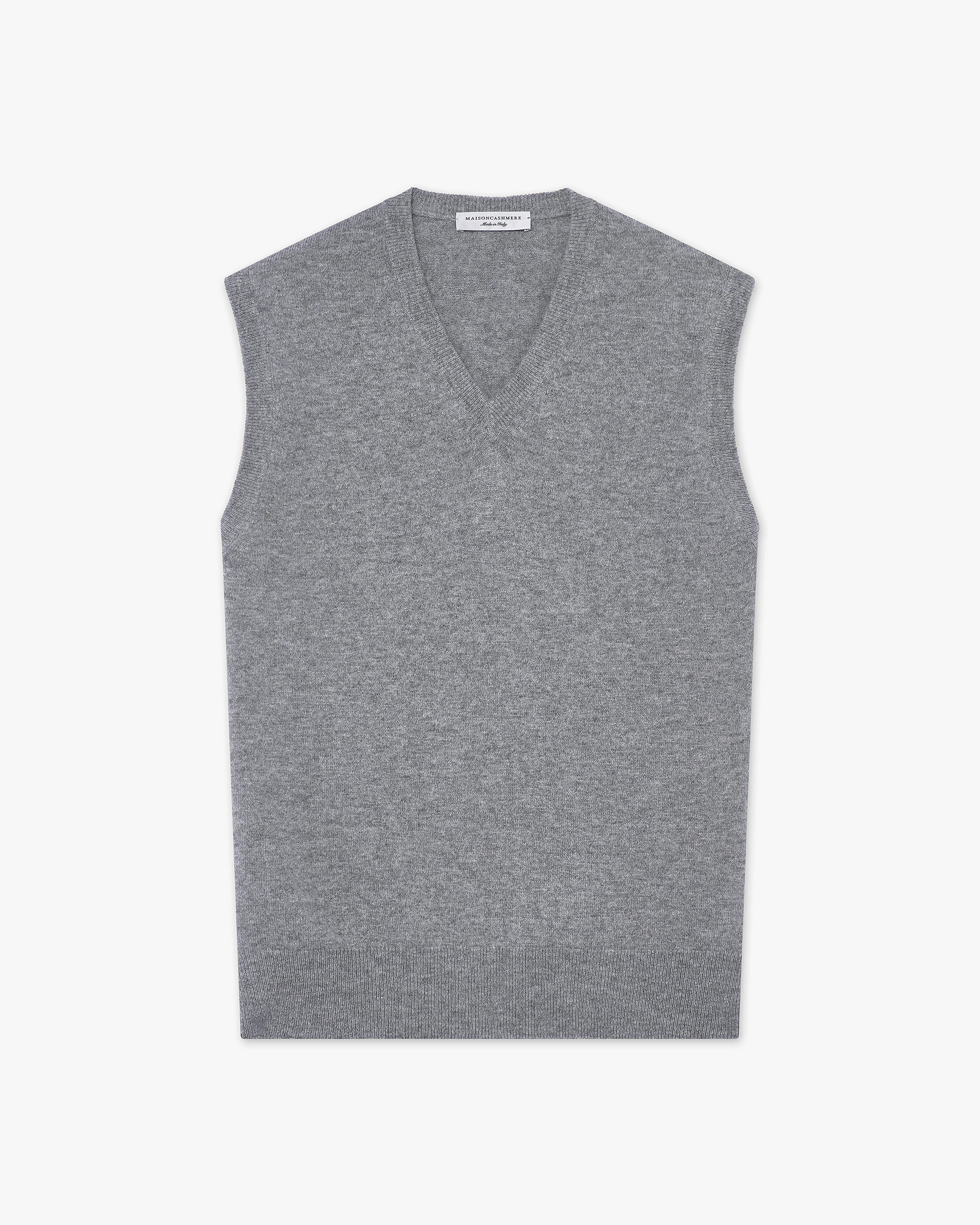 Men's Classic V-Neck Vest - Medium Grey Cashmere