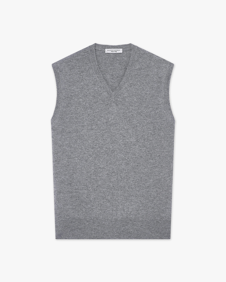 Men's Classic V-Neck Vest - Medium Grey Cashmere