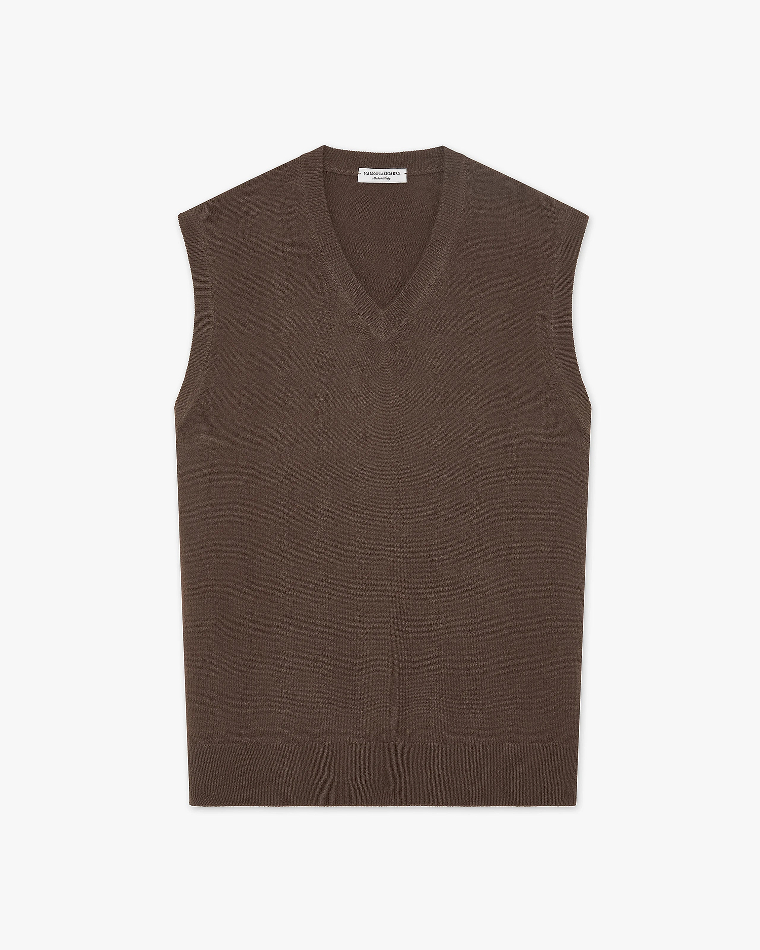 Men's Classic V-Neck Vest - Brown Cashmere
