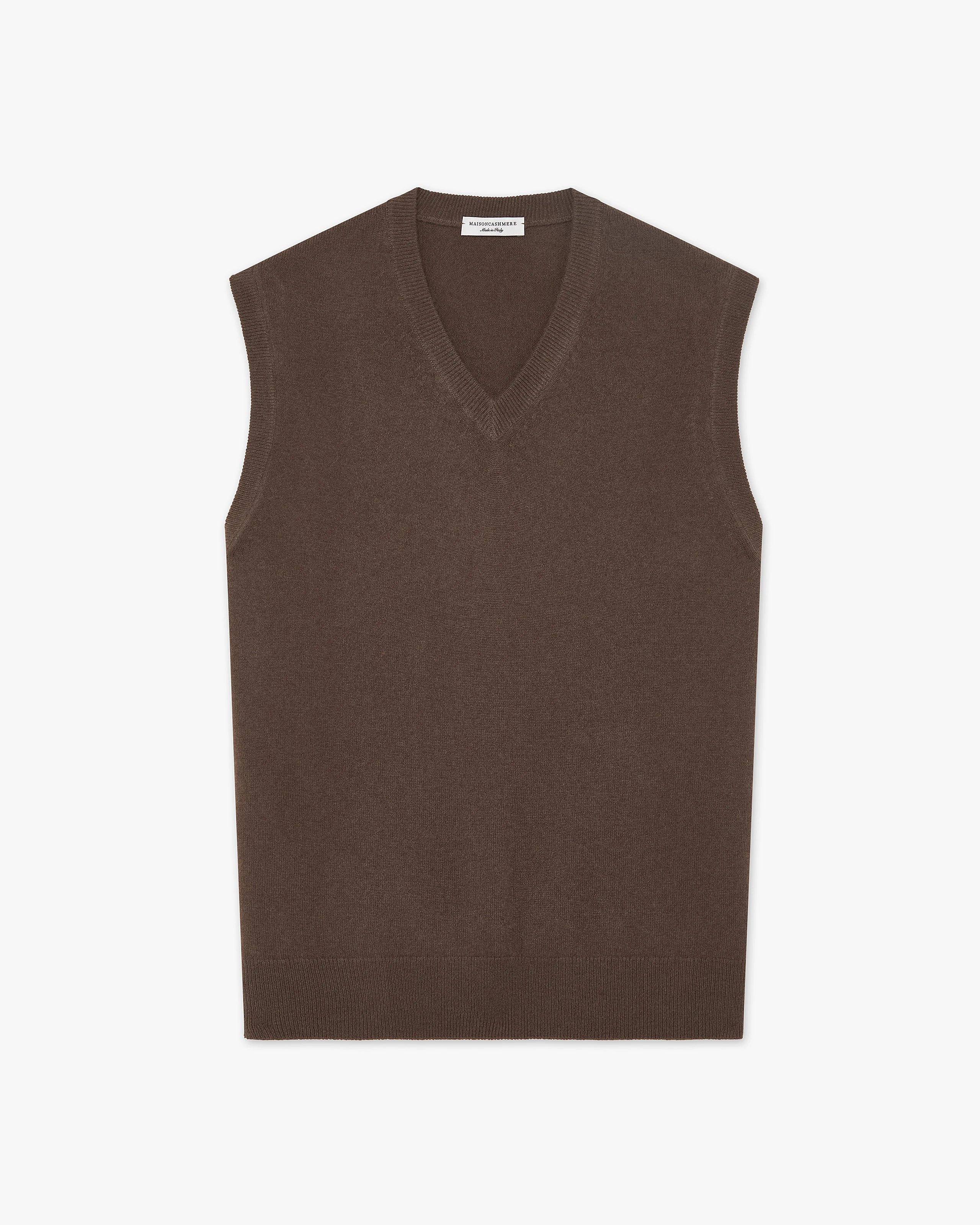 Men's Classic V-Neck Vest - Brown Cashmere