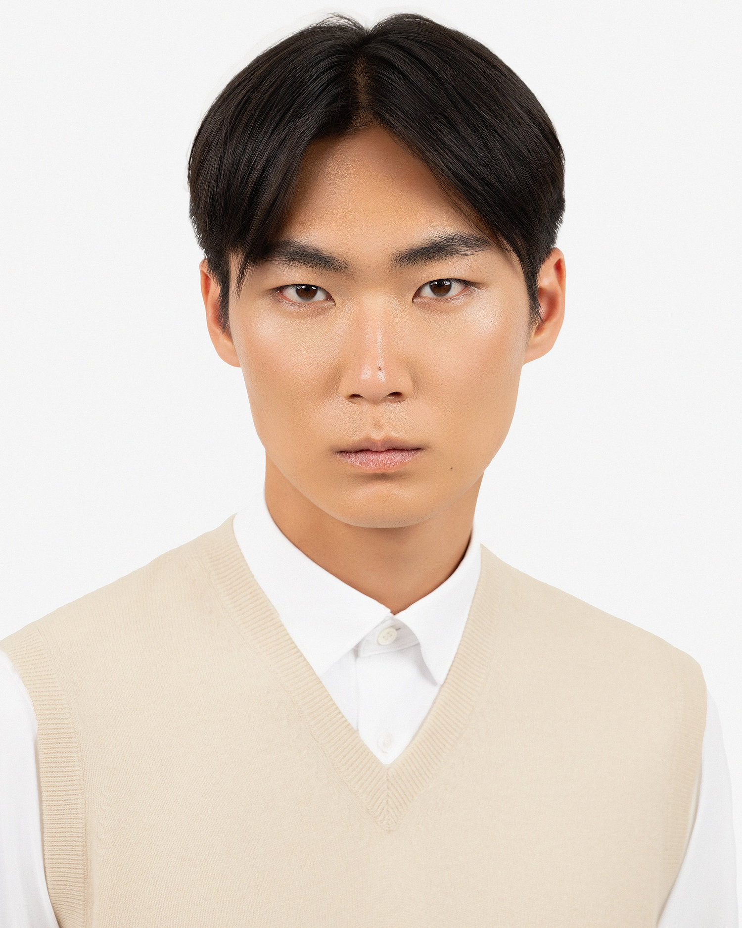 Men's Classic V-Neck Vest - Light Beige Cashmere