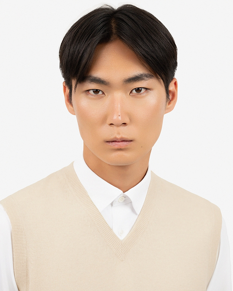 Men's Classic V-Neck Vest - Light Beige Cashmere