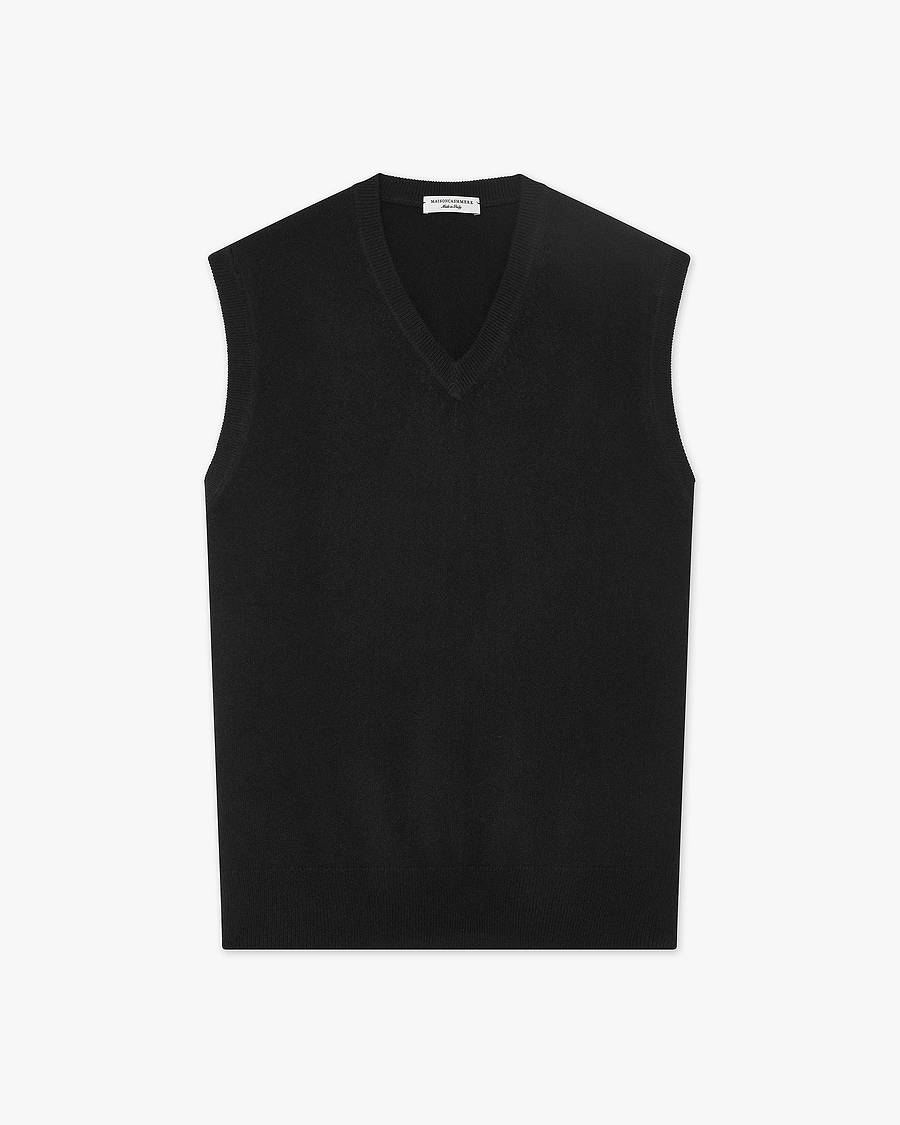 Men's Classic V-Neck Vest - Black Cashmere