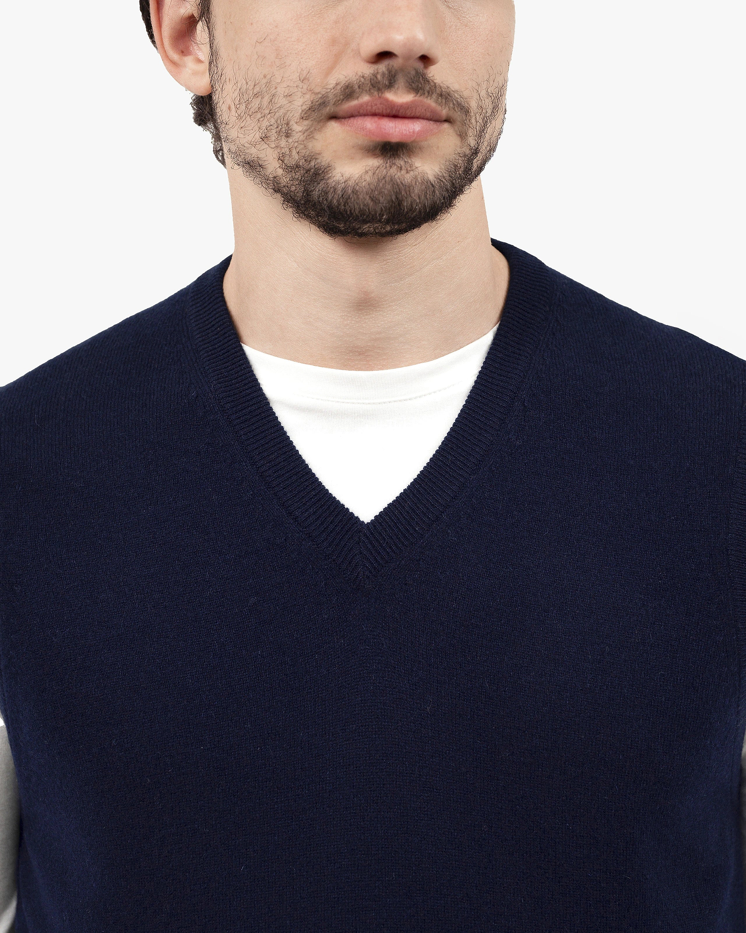 Men's Classic V-Neck Vest - Night Blue Cashmere
