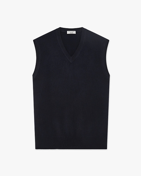 Men's Classic V-Neck Vest - Night Blue Cashmere