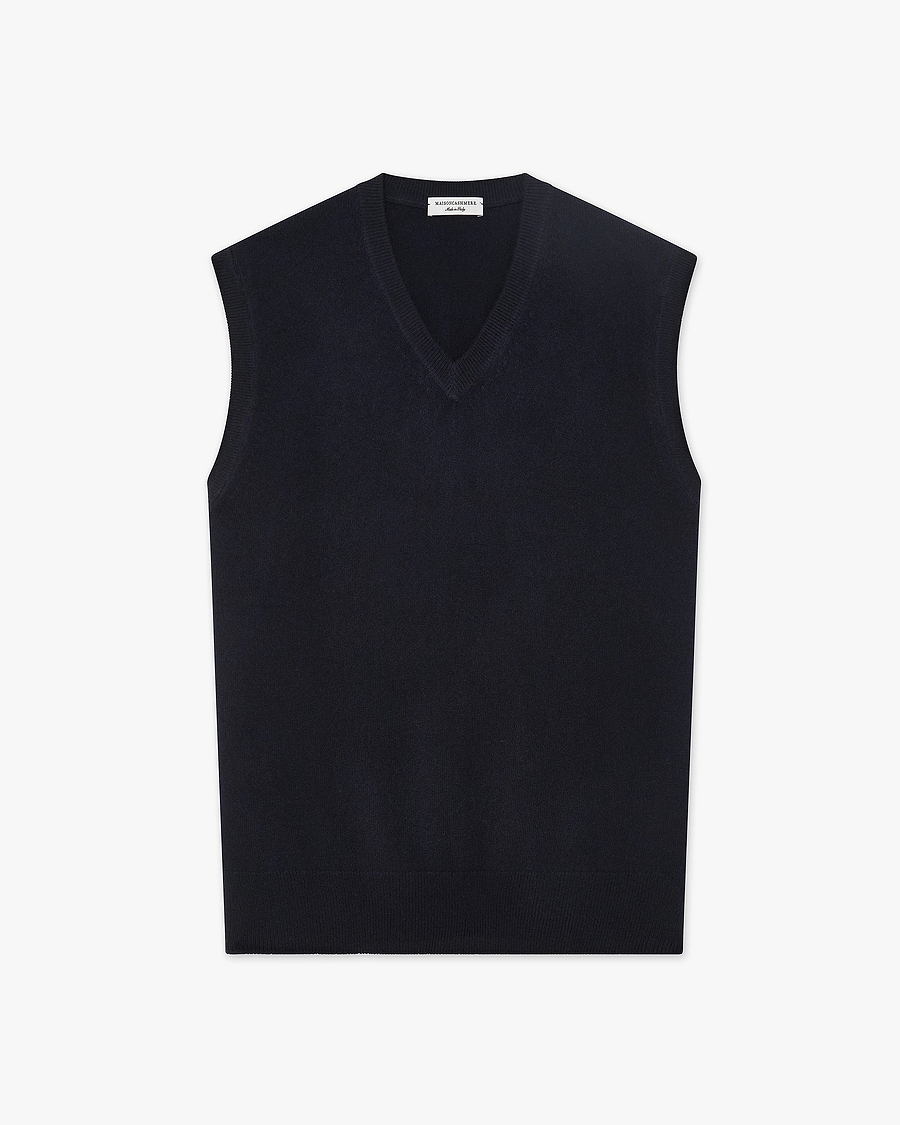 Men's Classic V-Neck Vest - Night Blue Cashmere