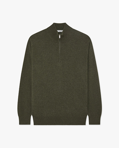 Men's Classic Half-Zip Mock Neck - Green Cashmere