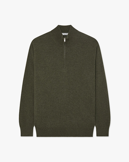 Men's Classic Half-Zip Mock Neck - Green Cashmere