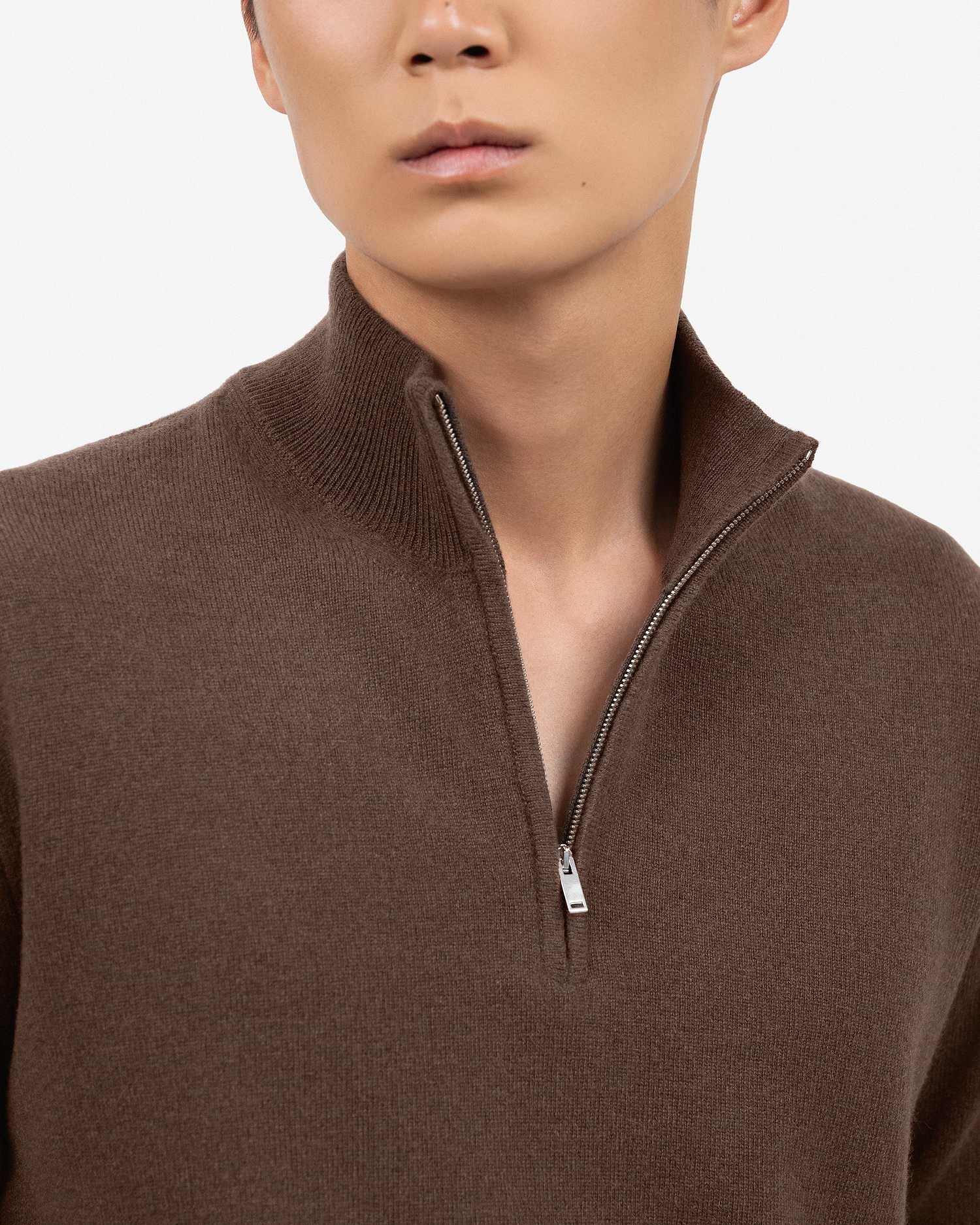 Men's Cashmere Quarter-Zip Sweater - Brown | MaisonCashmere Men's Cashmere Quarter-Zip Sweater - Brown | MaisonCashmere