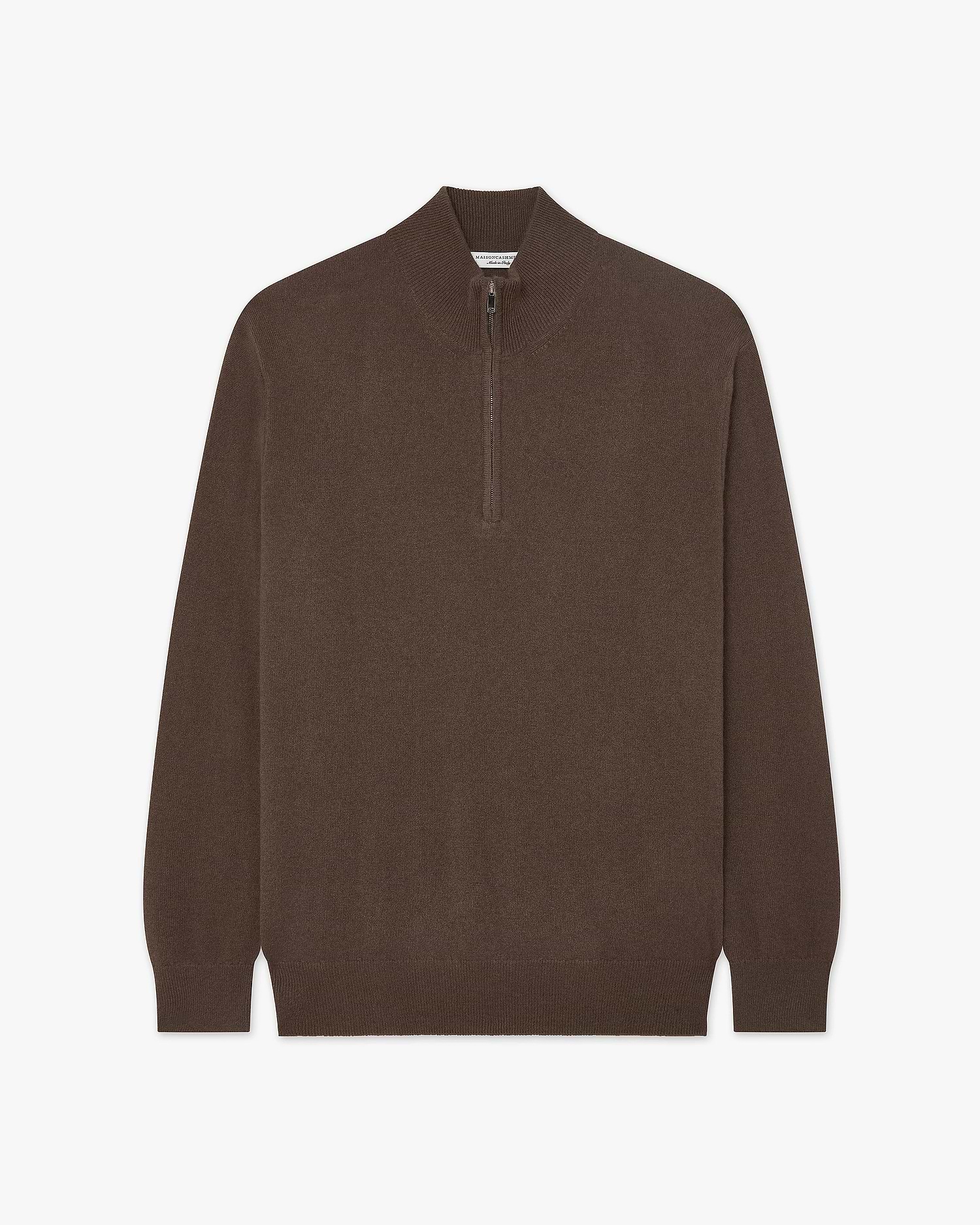 Men's Cashmere Quarter-Zip Sweater - Brown | MaisonCashmere Men's Cashmere Quarter-Zip Sweater - Brown | MaisonCashmere