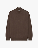 Pull Col Cheminée Zippé Classic Homme - Marron