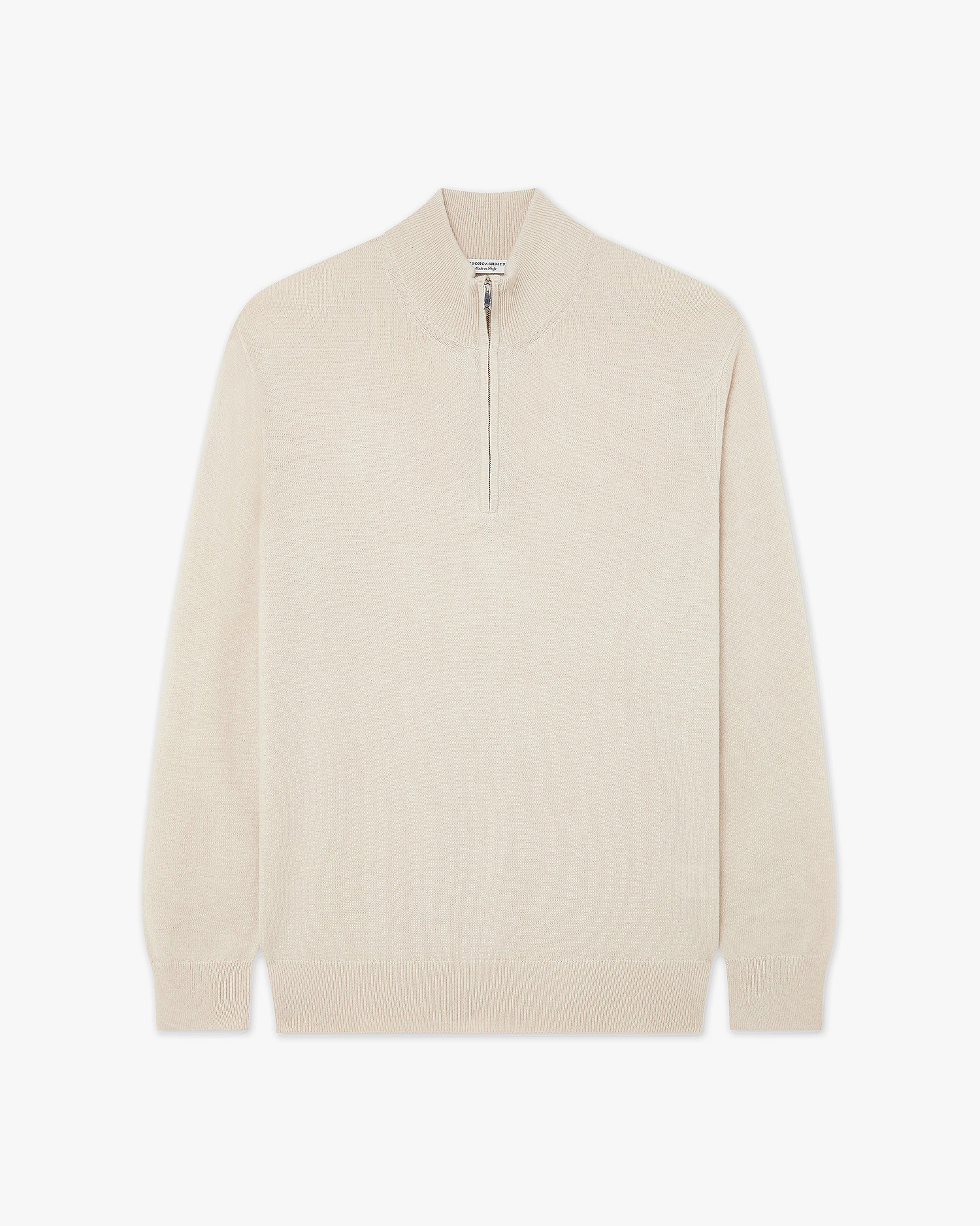 Men's Classic Half-Zip Mock Neck - Light Beige Cashmere