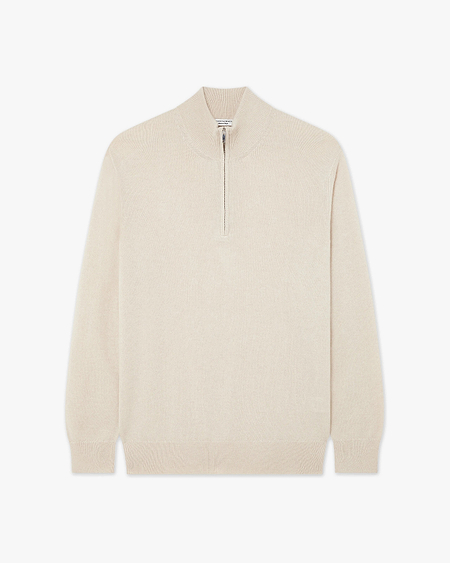 Men's Classic Half-Zip Mock Neck - Light Beige Cashmere