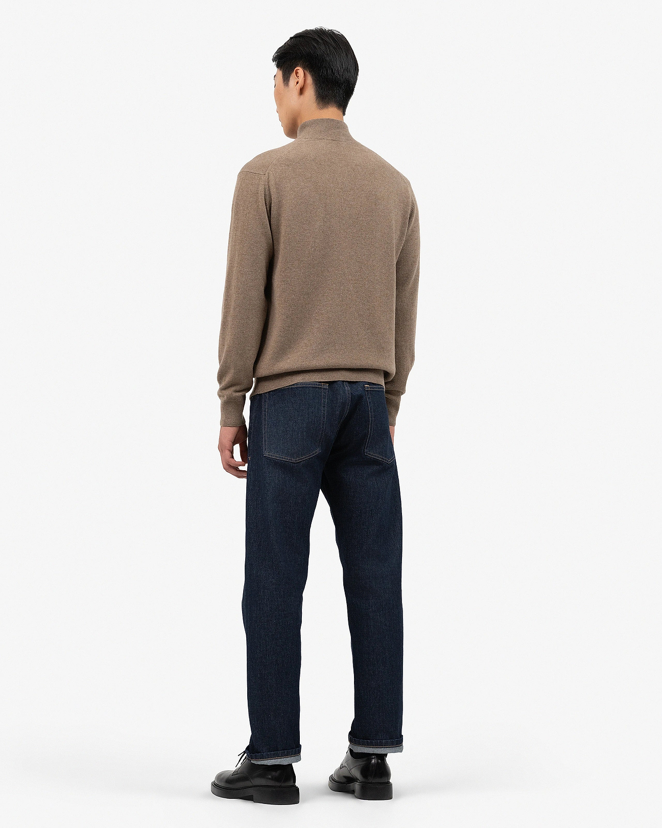 Men's Cashmere Quarter-Zip Sweater - Light Brown | MaisonCashmere