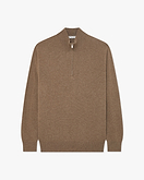 Pull Col Cheminée Zippé Classic Homme - Brun Clair