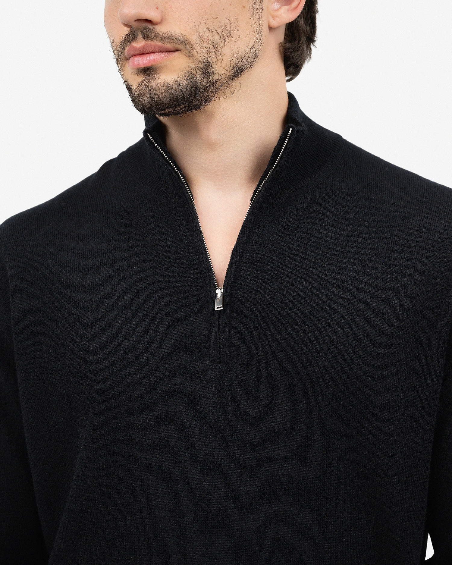 Men's Classic Half-Zip Mock Neck - Black Cashmere