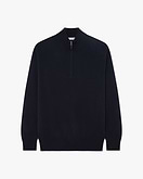 Pull Col Cheminée Zippé Classic Homme - Bleu Nuit