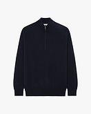 Pull Col Cheminée Zippé Classic Homme - Bleu Nuit