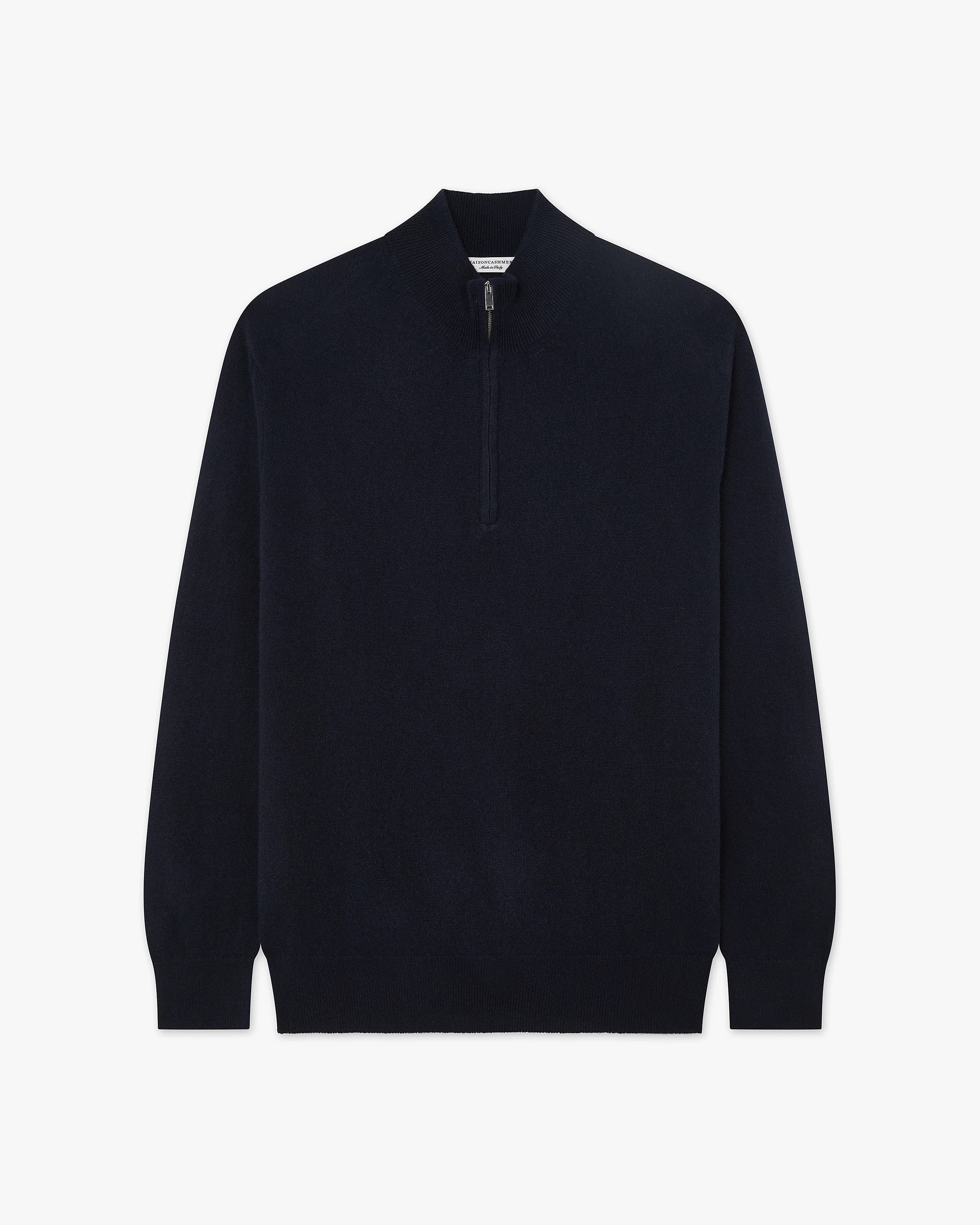 Men's Classic Half-Zip Mock Neck - Night Blue Cashmere