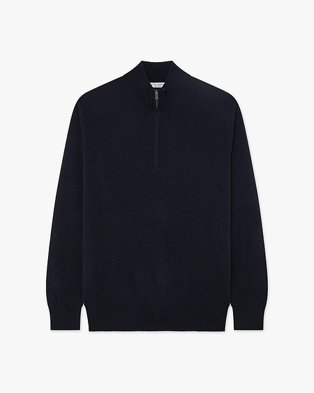 Men's Classic Half-Zip Mock Neck - Night Blue Cashmere