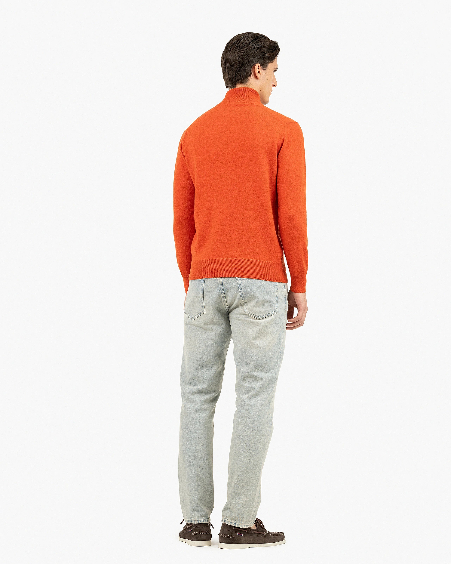 Men's Classic Half-Zip Mock Neck - Brick Red Cashmere