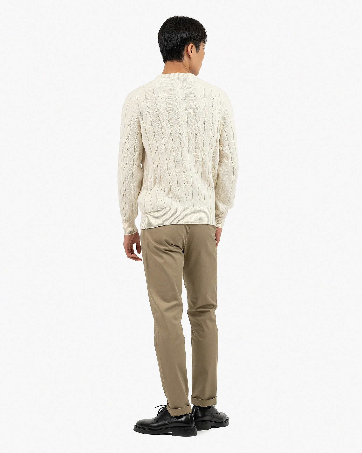 Men's Faloria Cable Crew Neck - White Cashmere