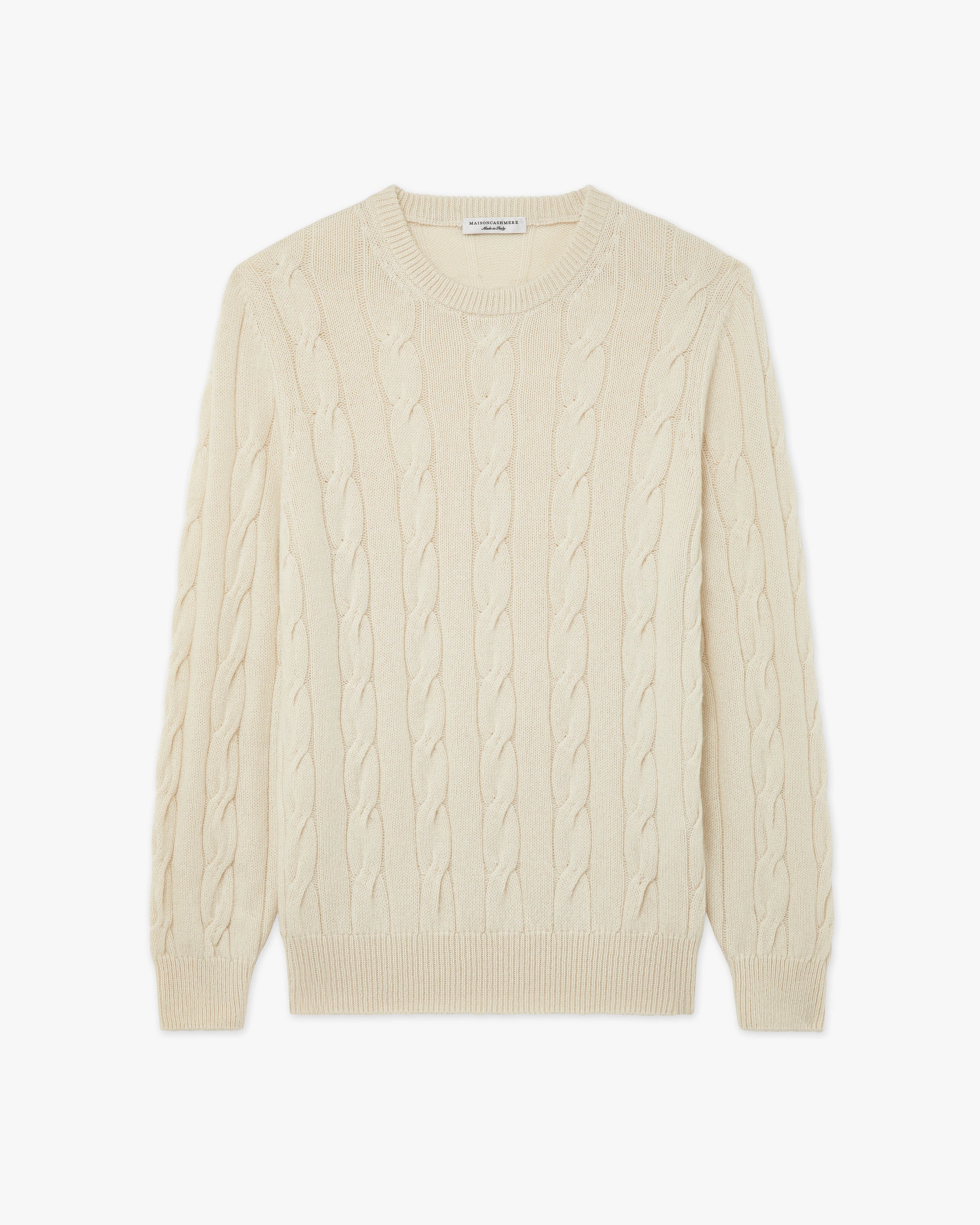 Men's Faloria Cable Crew Neck - White Cashmere