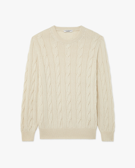 Men's Faloria Cable Crew Neck - White Cashmere