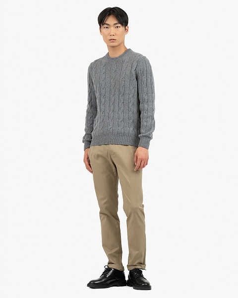 Men's Faloria Cable Crew Neck - Grey Cashmere