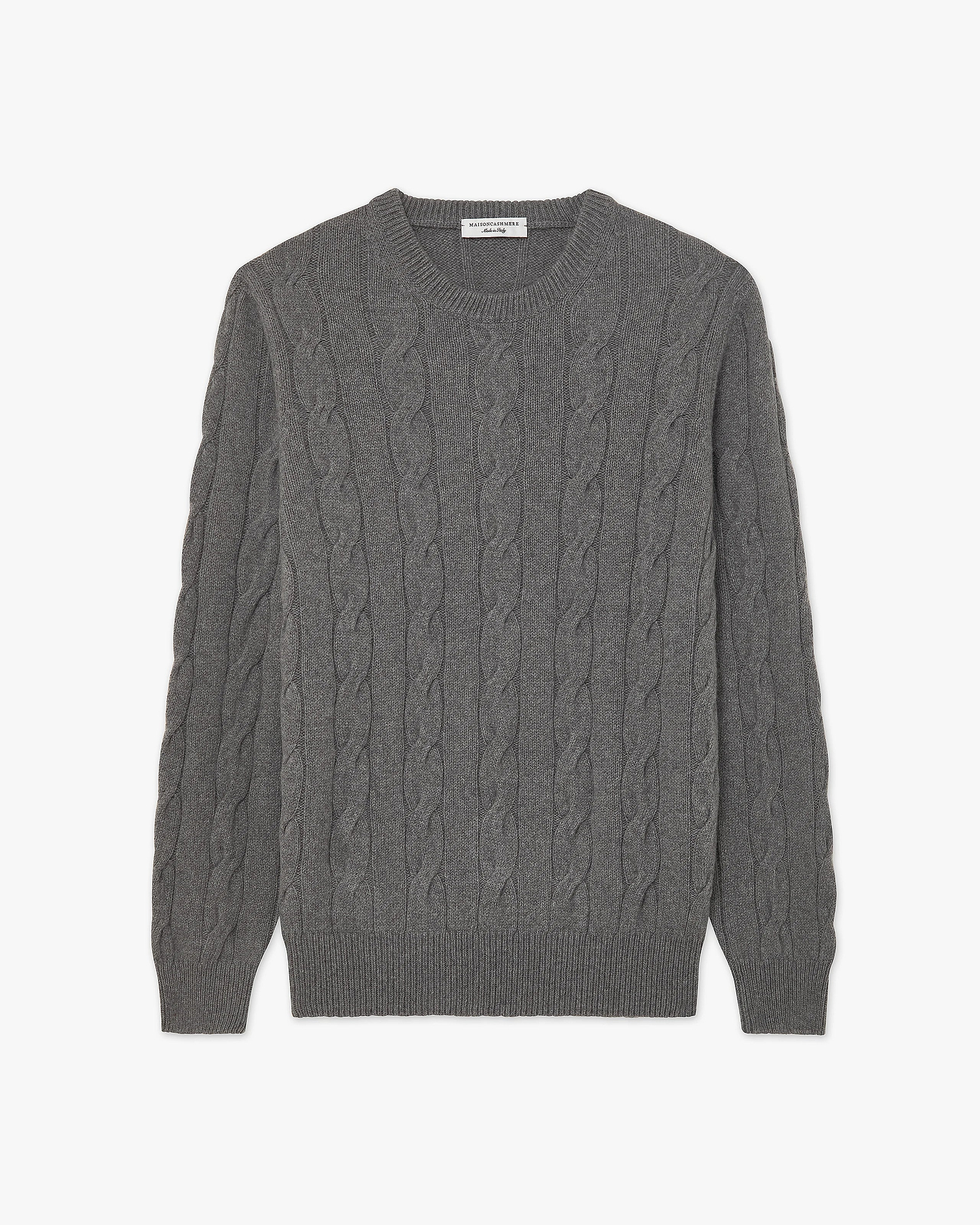Men's Faloria Cable Crew Neck - Grey Cashmere