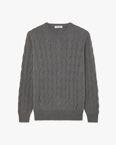 Men's Faloria Cable Crew Neck - Grey Cashmere