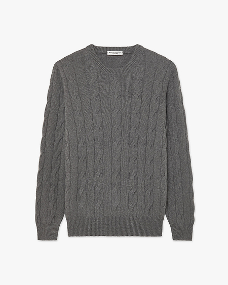 Men's Faloria Cable Crew Neck - Grey Cashmere