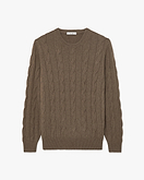 Men's Faloria Cable Crew Neck - Brown