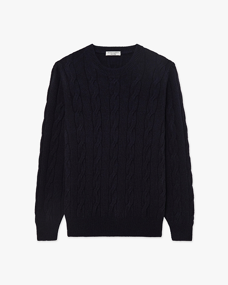 Men's Faloria Cable Crew Neck - Blue Cashmere