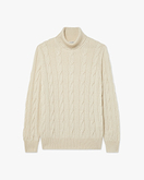 Faloria Zopfmuster Rollkragenpullover Herren - Weiß