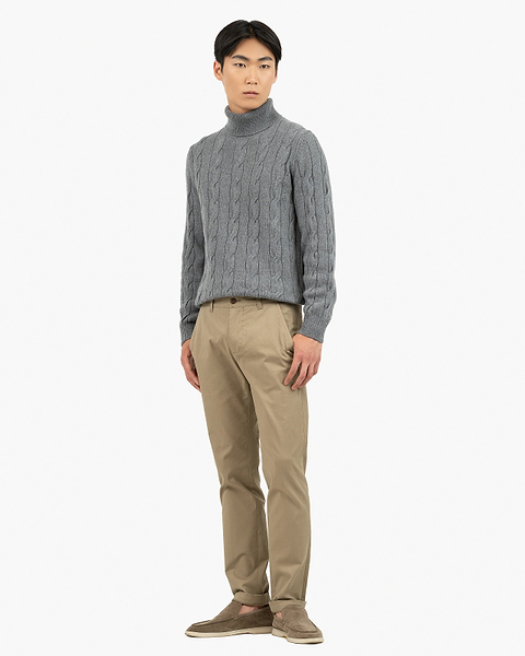 Men's Faloria Cable Turtleneck - Grey Cashmere