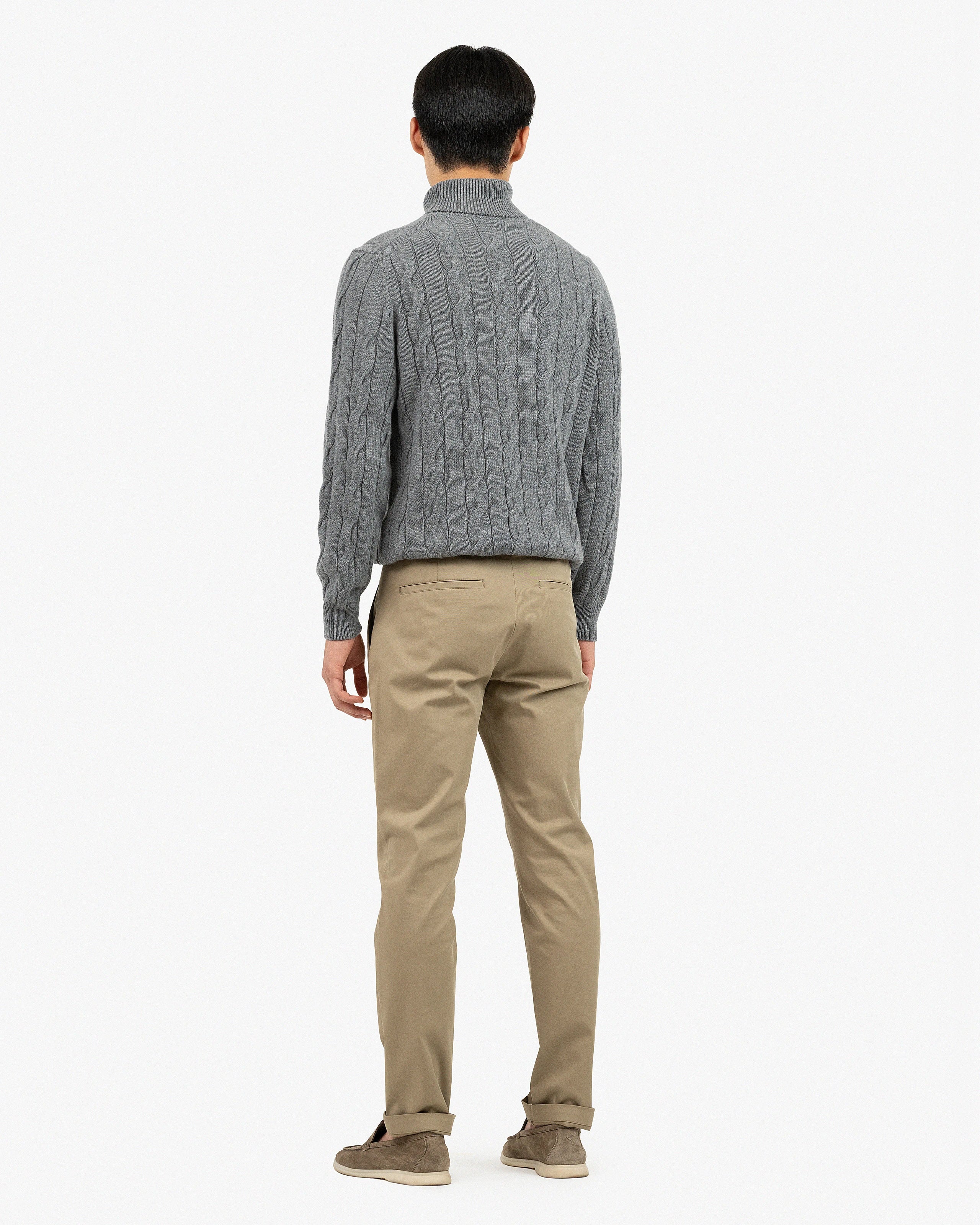 Men's Faloria Cable Turtleneck - Grey Cashmere