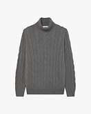 Faloria Zopfmuster Rollkragenpullover Herren - Grau