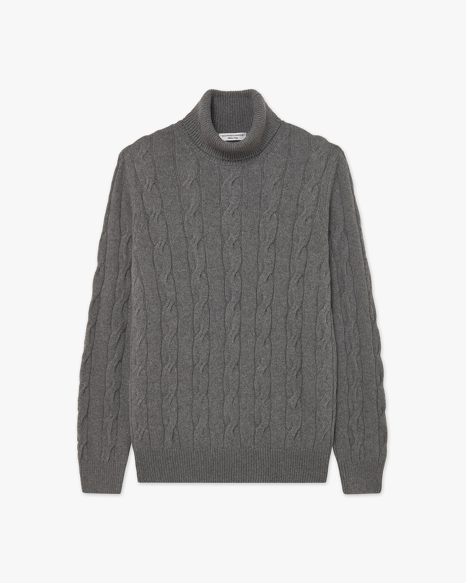 Men's Faloria Cable Turtleneck - Grey Cashmere