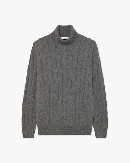 Men's Faloria Cable Turtleneck - Grey Cashmere