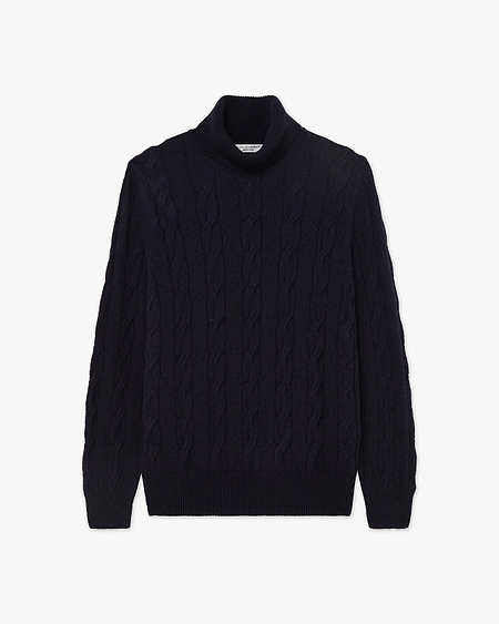 Men's Faloria Cable Turtleneck - Blue Cashmere