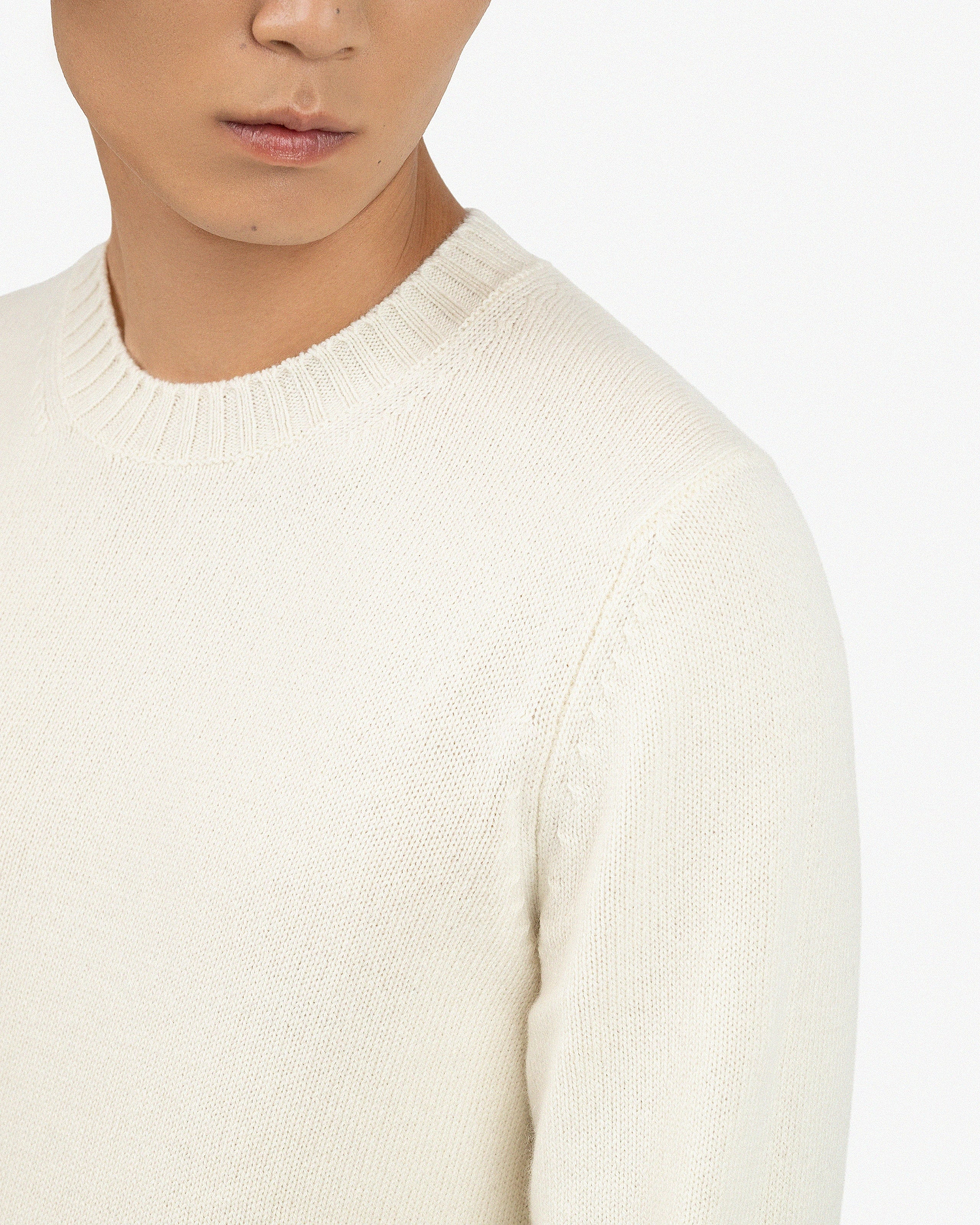 Men's Faloria Crew Neck Sweater - White Cashmere
