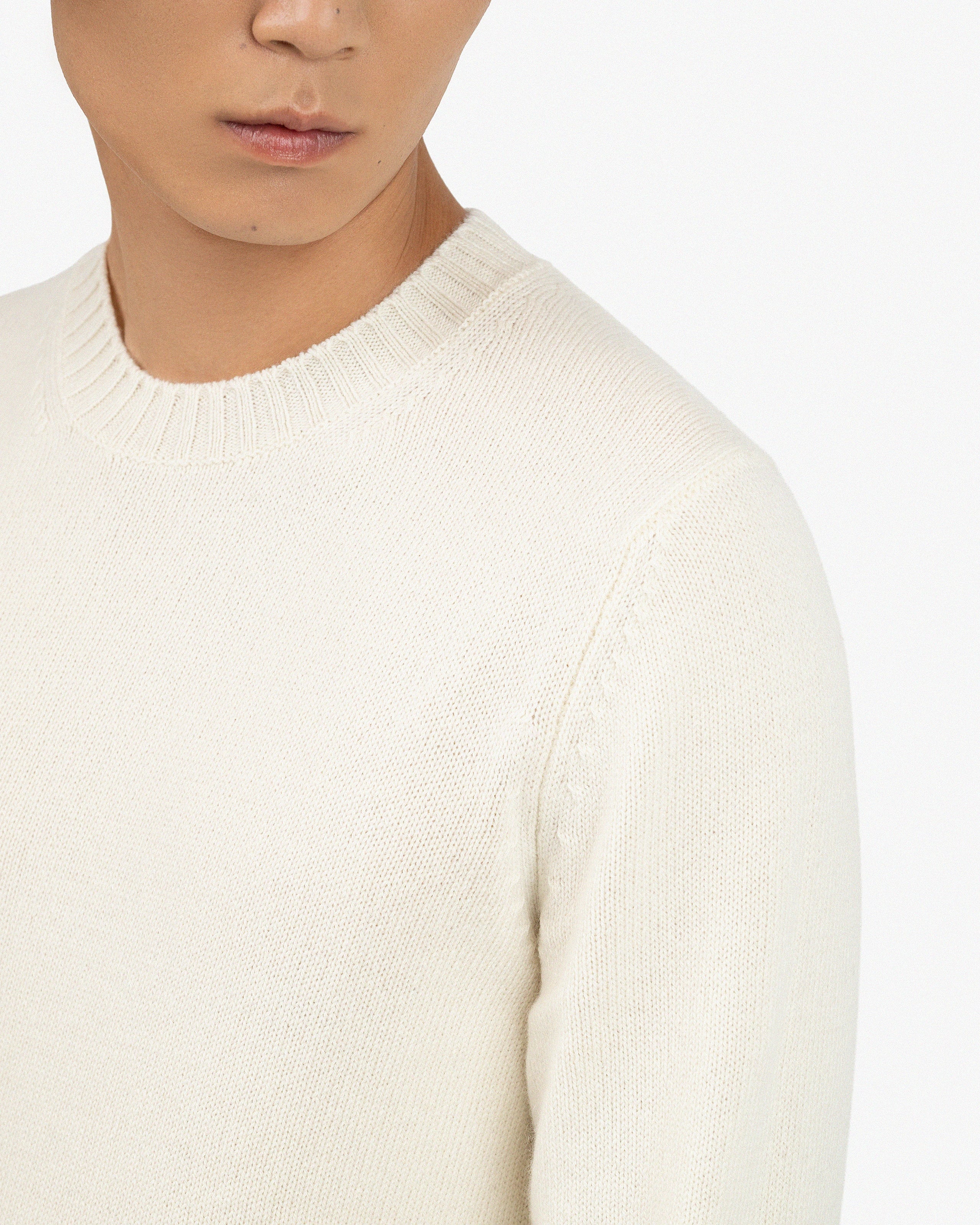 Men's Faloria Crew Neck Sweater - White Cashmere