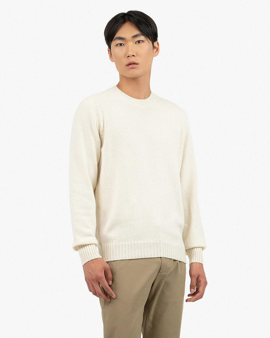 Men's Faloria Crew Neck Sweater - White Cashmere