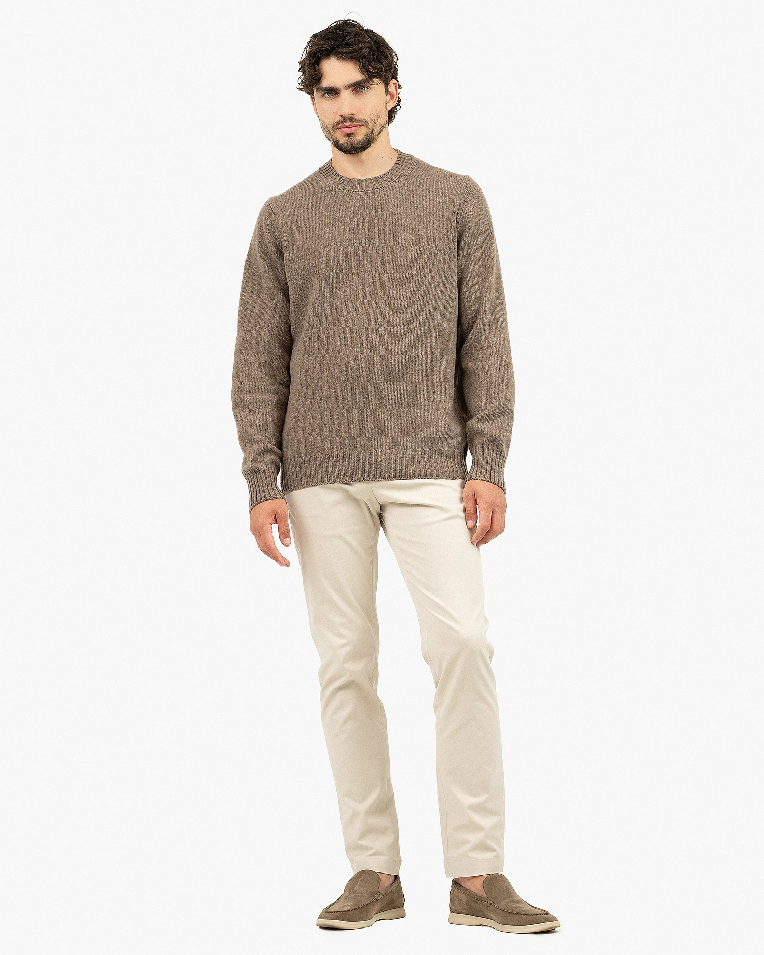 Men's Faloria Crew Neck Sweater - Brown Cashmere